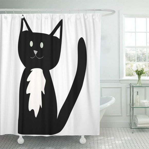 Waterproof Shower Curtain for Bathroom Machine Washable Cute Cat Design Shower Curtains Decor Set 66x72in 